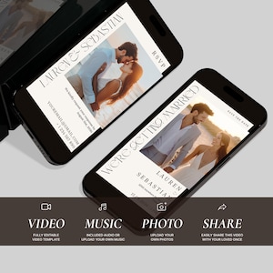 Digital Wedding Invitation Template Minimalist Wedding Video Invitation Animated Wedding Invite with Photo Editable Canva Template