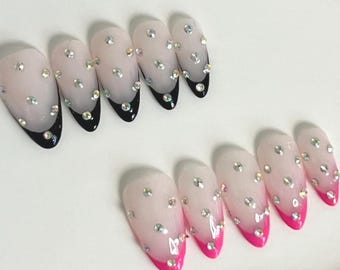 Blackpink - Inspired Rhinestone Press-on Nails | K-pop Style
