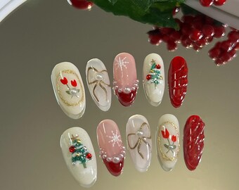 Elegant Pearl Christmas Set – Classy Red & Pearl Holiday Design