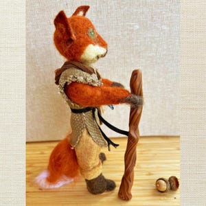 Needle Felted Fox Art Sculpture: Handmade Wool Woodland Totem