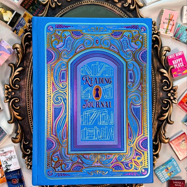 Reading Journal Cerulean Blue | Beautiful Gold Foil Book Journal | Gifts for Book Lovers | Reading Tracker | Book Club Gift for Readers