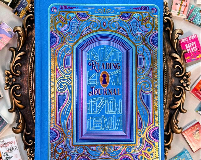 Reading Journal Cerulean Blue | Beautiful Gold Foil Book Journal | Gifts for Book Lovers | Reading Tracker | Book Club Gift for Readers