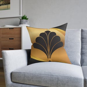 Art Deco Square Pillow - Luxurious Home Decor, Modern Cushion for Sofa, Elegant Throw Pillow, Interior Accent