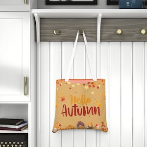 Autumn Themed Tote Bag, Eco-Friendly Shopping Bag, Fall Decor, Handbag for Women, Gifting for Thanksgiving, Casual Everyday Use