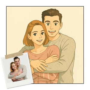 Portrait à partir de photo, Portrait dessin animé, Portrait manga, Portrait Personnalisable, Cadeau personnalisé, Portrait famille