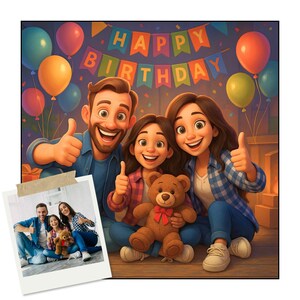 Porträt nach Foto, Cartoon-Porträt, Personalisierbares Porträt, Personalisiertes Geschenk, Geschenk für ihn, Geschenk für sie