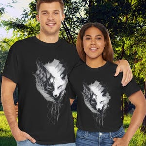 Unisex T-Shirt, Mystical Wolf Unisex T-Shirt, Dark Forest Spirit Tee, Fantasy Animal Art Shirt, Gift for Nature Lovers, Gothic Graphic Tee