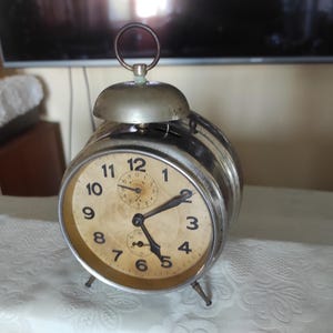 Antique alarm clock, Hamburg American, Germany, ultra, vintage alarm clock, mechanical, wind up clock, working exactly