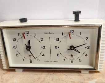 Jantar - Pendule d'échecs vintage pour tournois d'URSS, remontage mécanique, boîte d'origine