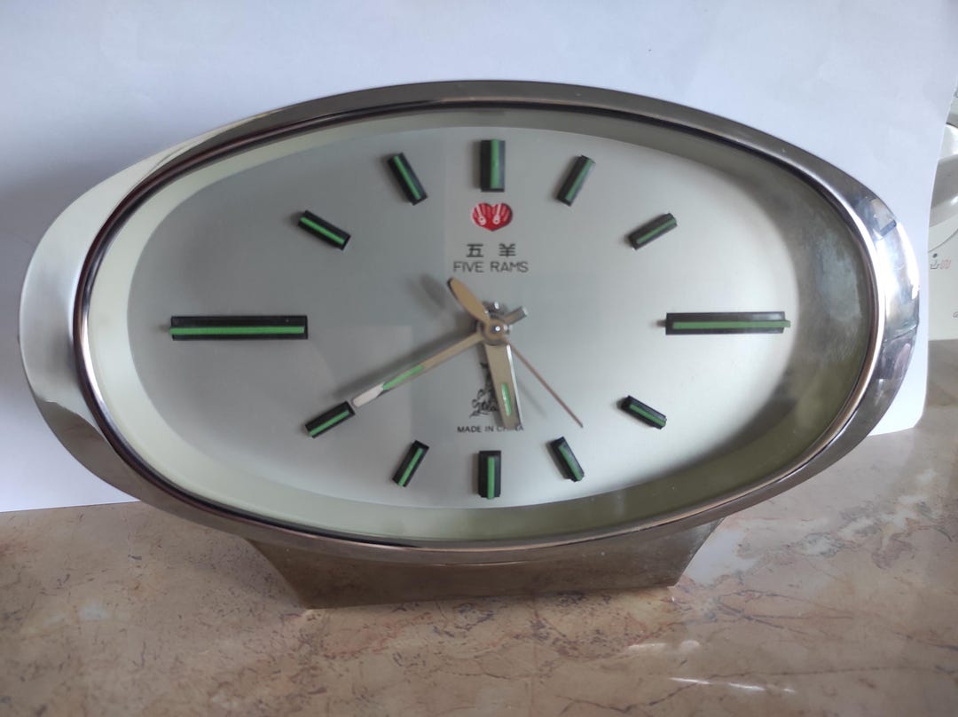 Five Rams Mechanical Clock: Retro Oval Desk Alarm - Etsy