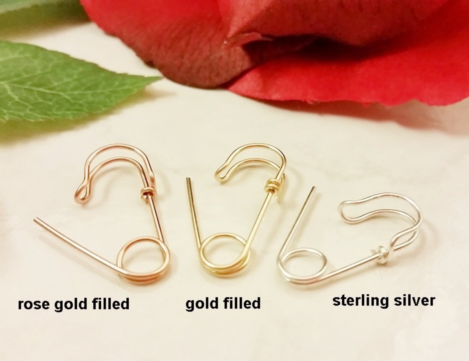 14k Gold Filled Safety Pin Earrings One Pair one inch long Etsy