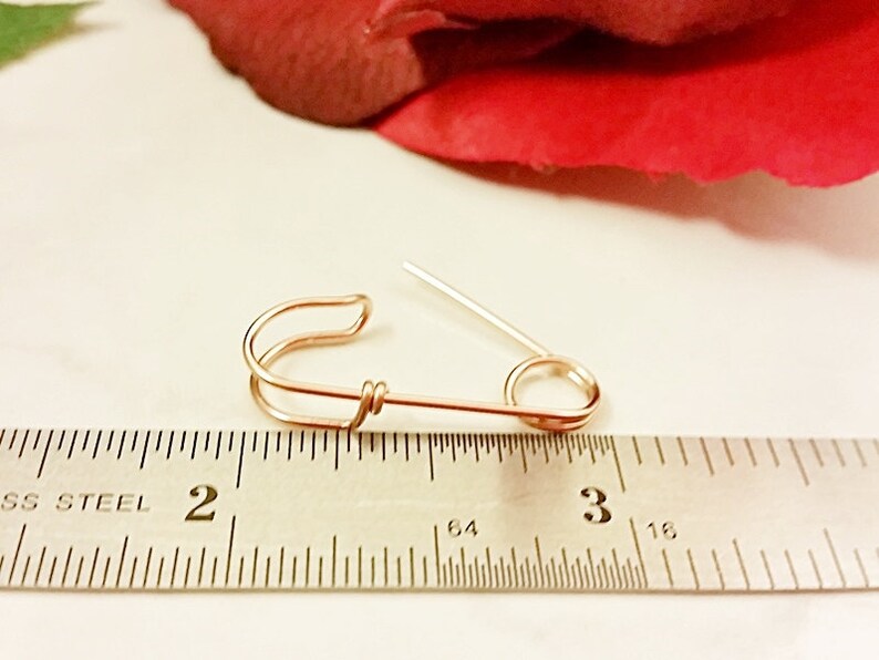 14K Rose Gold Filled Safety Pin Earrings one inch long Etsy