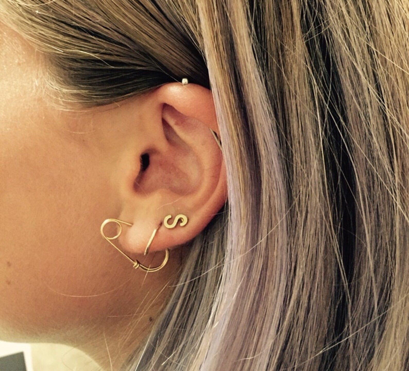 14k Gold Filled Safety Pin Earrings One Pair one inch long Etsy