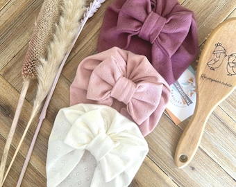 Turbante in maglia traforata per neonate e adulte – Elegante fascia per capelli fatta a mano – Accessorio per capelli per neonate – Regalo originale autunno/inverno