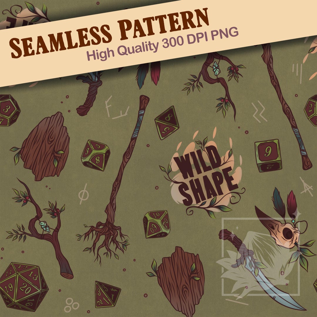 Druid’s Grove | Druid Class RPG Seamless Pattern, Wild Shape, 300 DPI ...