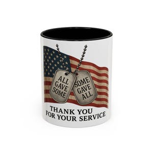Patriotic Coffee Mug - Thank You for Your Service | Veteran Appreciation Gift, Military Mug, Army Navy Decor, 4th of July Coffee Cup