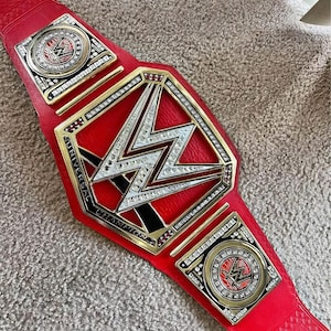Red Universal Champion Replica Belt – Custom Wrestling Title, Genuine Cowhide Leather for WWE Fans & Collectors