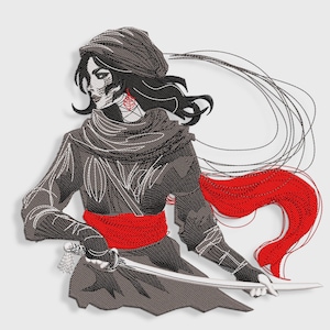 Arabische Kriegerin-Stickerei, Stickdatei, Stickdatei 30x20cm