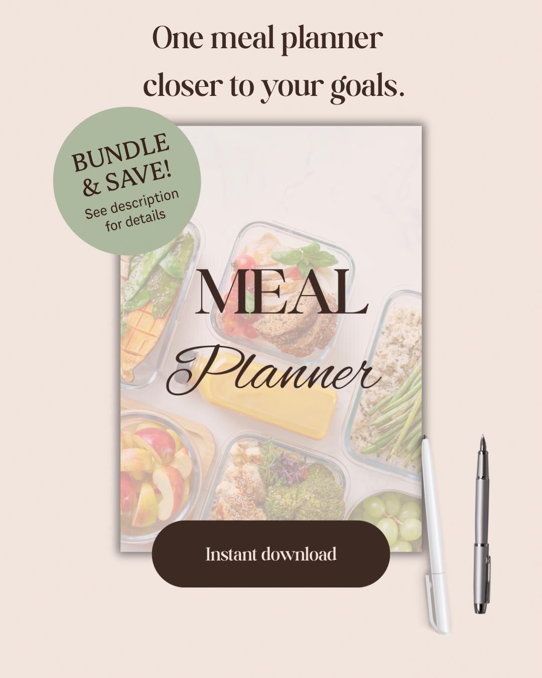 Meal Planner Printable Bundle: Daily, Weekly Menus, Recipes (PDF ...