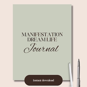 Manifestation dream life journal, law of attraction workbook, digital guide