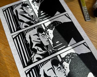 Worth the Wait - Handcut Heated Rivalry Hockey Hollanov Linocut Art Print