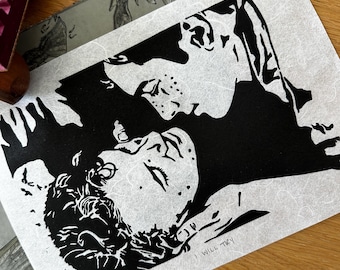 I Will Try - Handcut Heated Rivalry Hockey Hollanov Linocut Art Print