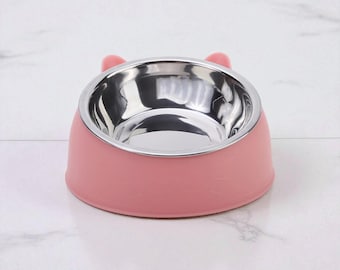 Tilted Pet Water Bowl: Anti-Spill Elevated Cat & Dog Feeder