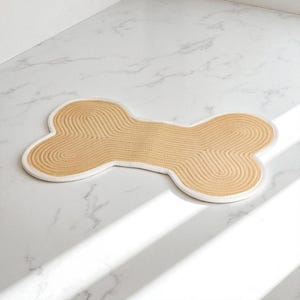 Tapis en forme d&#39;os pour gamelles pour chien - Fabriqué avec une corde de coton napperon pour nourrir les animaux de compagnie - Tapis lavable et antidérapant pour gamelles de nourriture et d&#39;eau