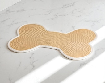 Handmade Bone Shaped Dog Bowl Mat – Cotton Rope Pet Placemat