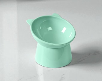 Tilted Raised Cat Bowl – Ergonomic Anti-Vomiting Pet Feeder