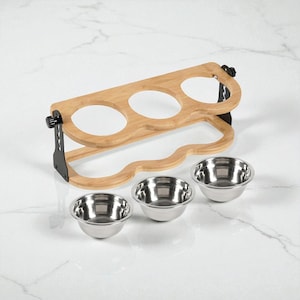 Dog Cat Bowl Stand – Elevated 3 Bowls Feeding Station, Raised Pet Feeder for Food & Water, Modern Pet Feeding Accessories