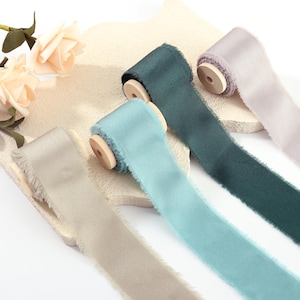 Soft Ribbon – 1.65&quot; x 5 Yards, 24 Romantic Shades, Frayed Edge Ribbon for Invitations, Floral Styling Ribbon