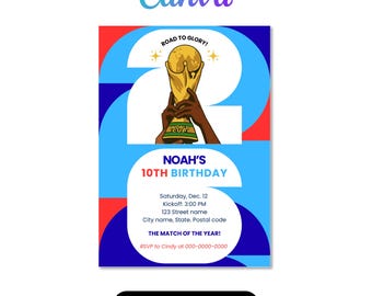 World Cup 2026 Birthday Invitation: Editable Soccer Party Template (Digital Download)