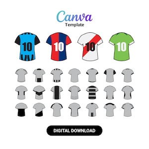 Soccer Jersey Design Templates: 25 Editable Back Designs (Digital Download)