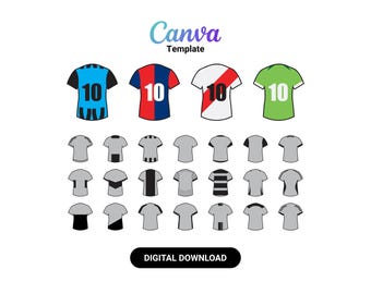 Soccer Jersey Design Templates: 25 Editable Back Designs (Digital Download)