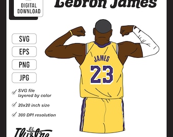 Lebron James SVG: Basketball Player Outline & Color (Digital Download)