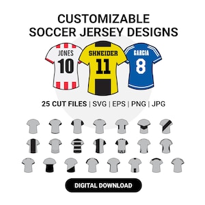 Fußball Trikot SVG Bundle: 25 Rückseiten Designs (Digitaler Download)