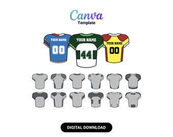 Customizable Football Jersey Templates: 12 Editable Designs (Instant Download)