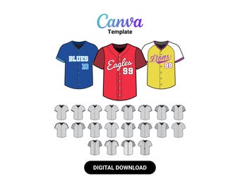 Customizable Baseball Jersey Templates: 20 Editable Canva Designs (Instant Download)