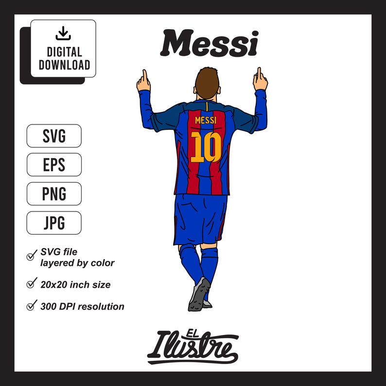 Vector File Messi Messi Barcelona FC SVG: Color & Outline (digital Download) - Etsy Canada