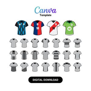 カスタマイズ可能なサッカージャージテンプレート：編集可能なCanvaデザイン25選（すぐにダウンロード可能）