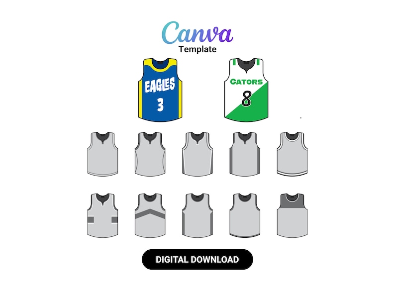 Basketball Jersey Design Templates: 12 Editable Canva Designs (Instant Download) image 1