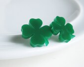 Four Leaf Clover Earrings. Green Studs. St. Patrick's Day. Luck of the Irish. Lucky Earrings. Green Jewelry