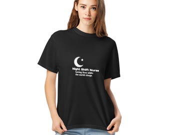 Night Shift Nurse T-Shirt – Funny Moon Design, RN LPN CNA Gift