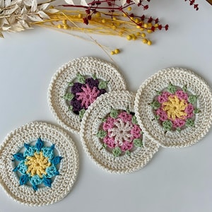 CROCHET PATTERN, Cherry Blossom Coaster Crochet Pattern | Easy Flower Coaster PDF | Beginner Crochet Project