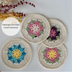 CROCHET PATTERN, Cherry Blossom Coaster Crochet Pattern | Easy Flower Coaster PDF | Beginner Crochet Project