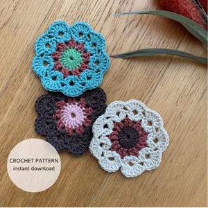 CROCHET PATTERN, Flower Coaster Crochet Pattern