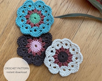 Flower Coaster Crochet Pattern: Beginner-Friendly PDF (Digital Download)