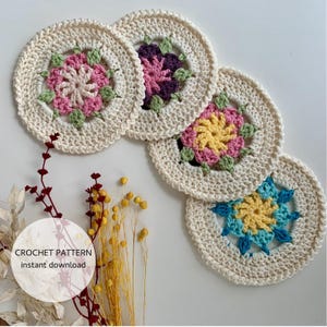 CROCHET PATTERN, Cherry Blossom Coaster Crochet Pattern | Easy Flower Coaster PDF | Beginner Crochet Project