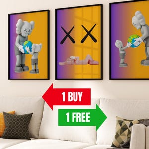 KAWS Poster Print, Set of 3, Hypebeast Room Decor, Kaws Figure Poster, Kaws Poster Print, Kaws Wall Art, Graffiti Kaws, Digital Download